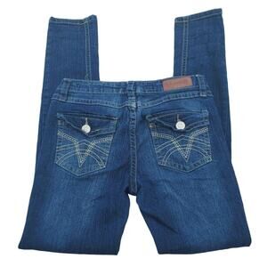 Vigold Jeans 3/4 Juniors Medium Wash Low Rise Cotton Blend Skinny Leg Denim